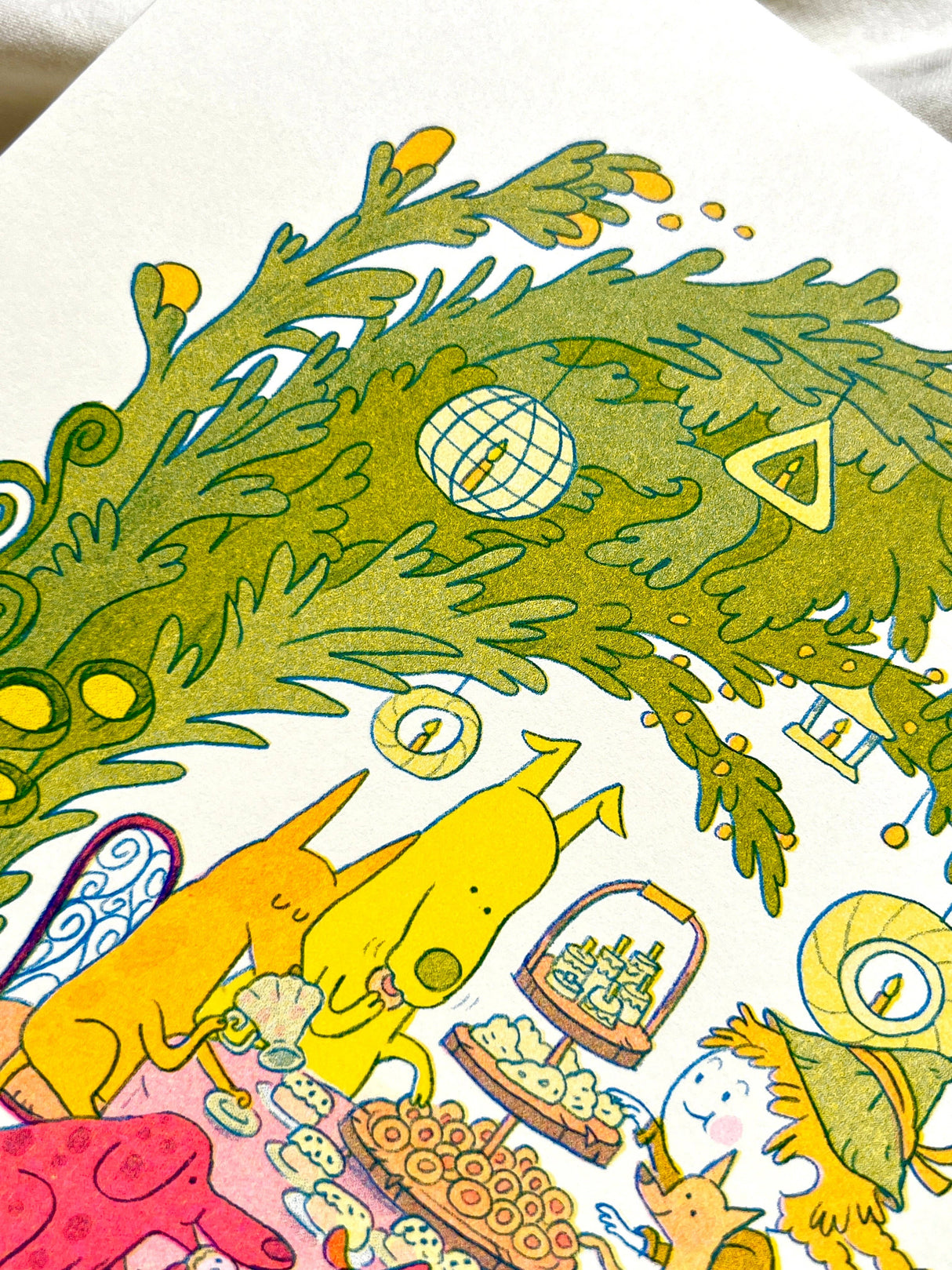 Doggy Tea Party Riso Art Print