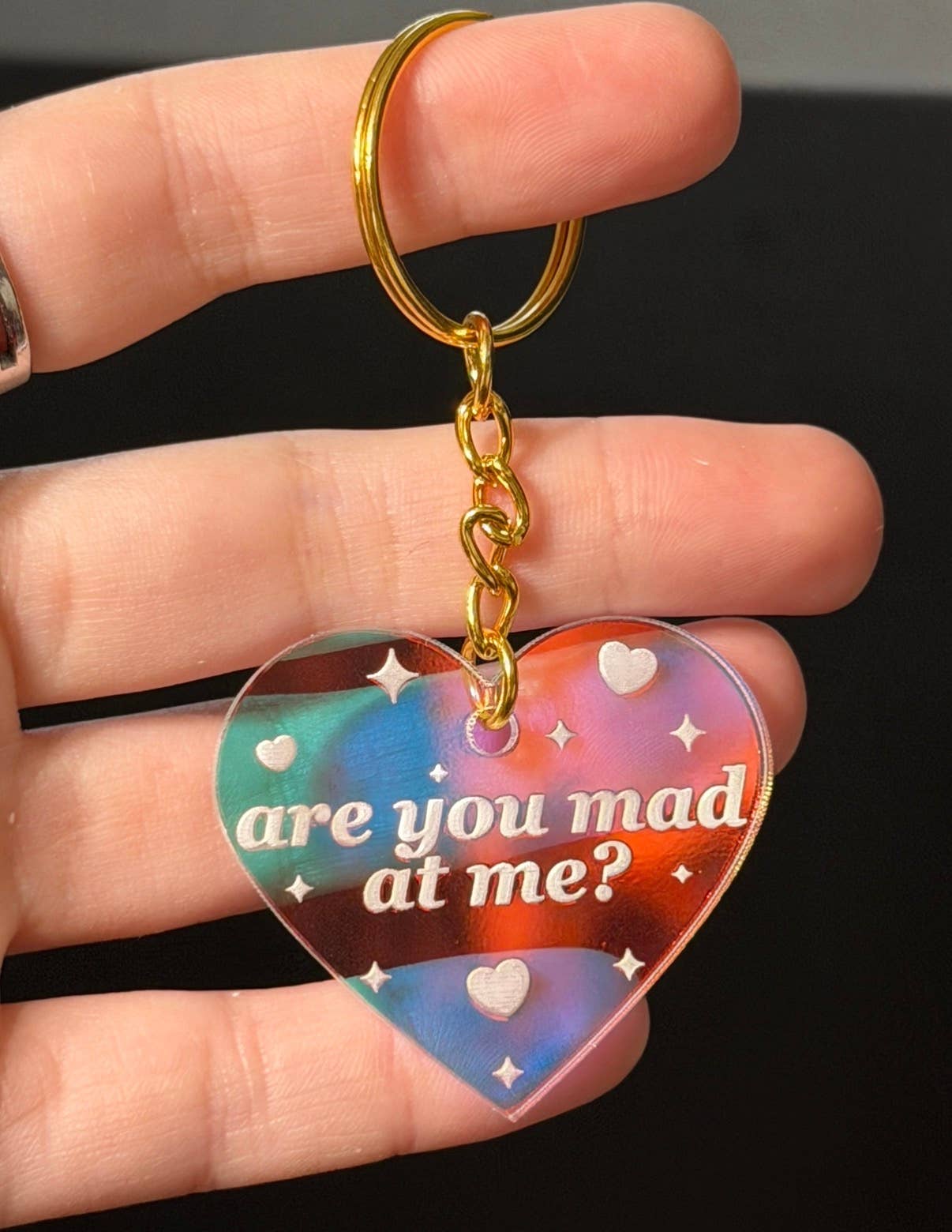 Are You Mad At Me? Iridescent Acrylic Keychain