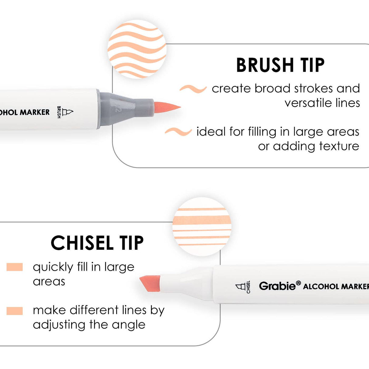 Dual-Tip Skin Tone Alcohol-Based Marker - Set of 36