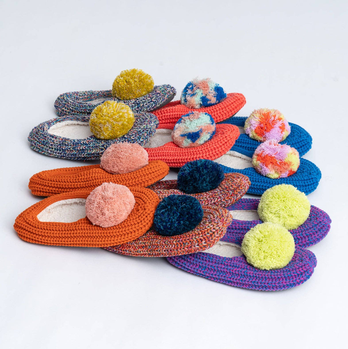 Marble Pom Knit Slippers