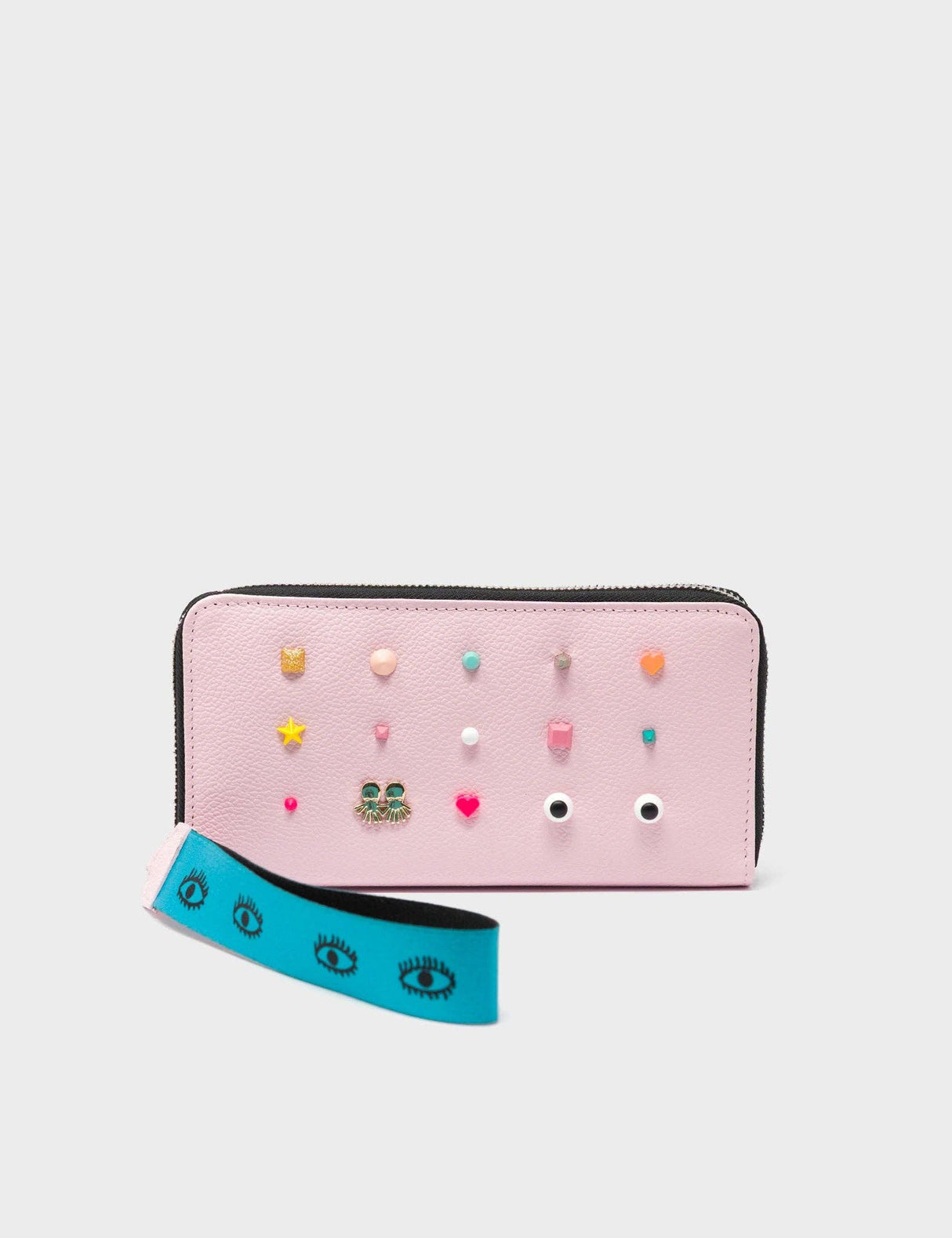 Francis Parfait Pink Leather Wallet - Studs