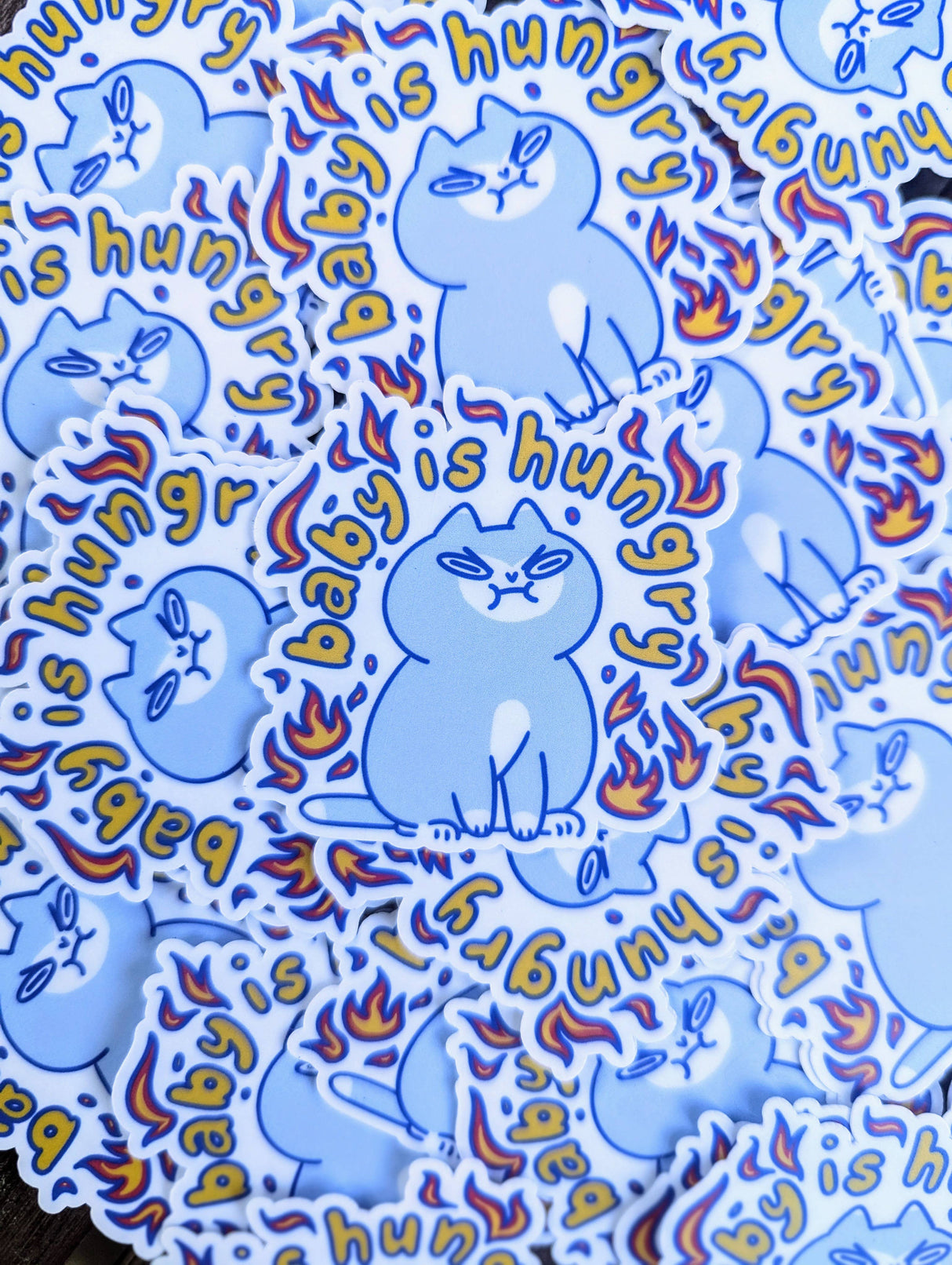 Baby Is Hungry Cat Vinyl Sticker