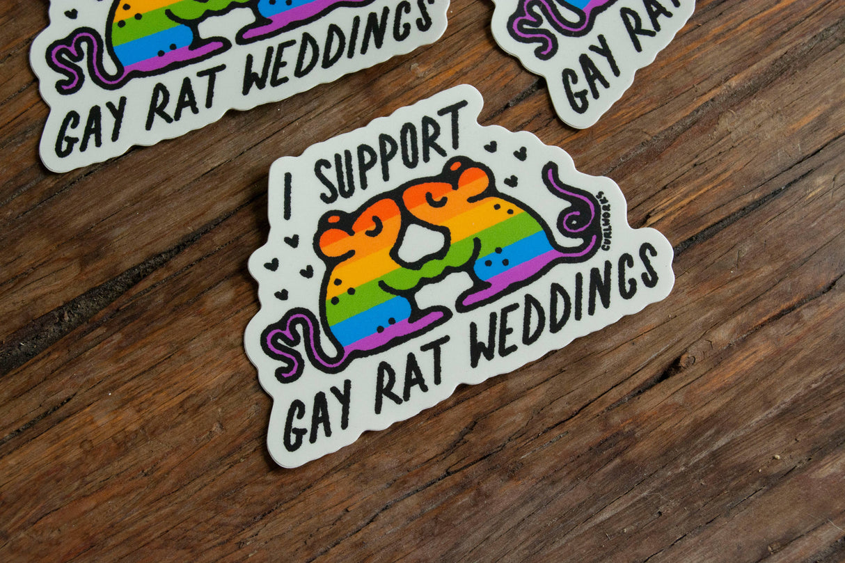 I Support Gay Rat Weddings - 3" Vinyl Sticker