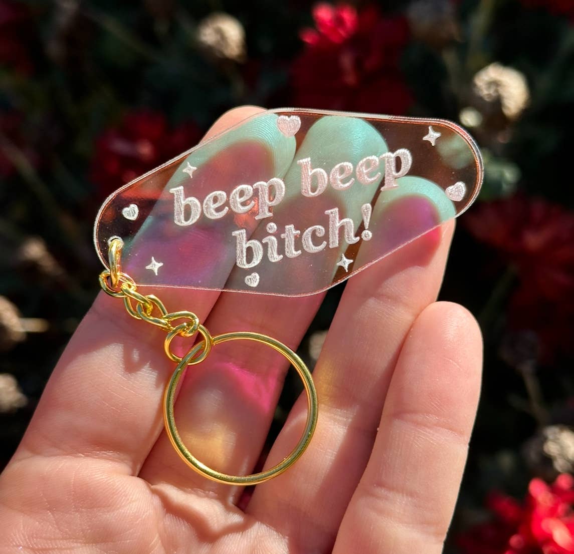 Beep Beep Bitch! Motel Iridescent Keychain