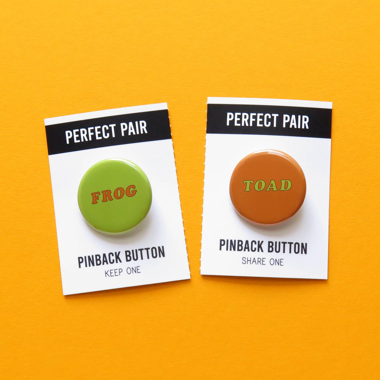 Perfect Pair Pinback Button Set: Frog & Toad