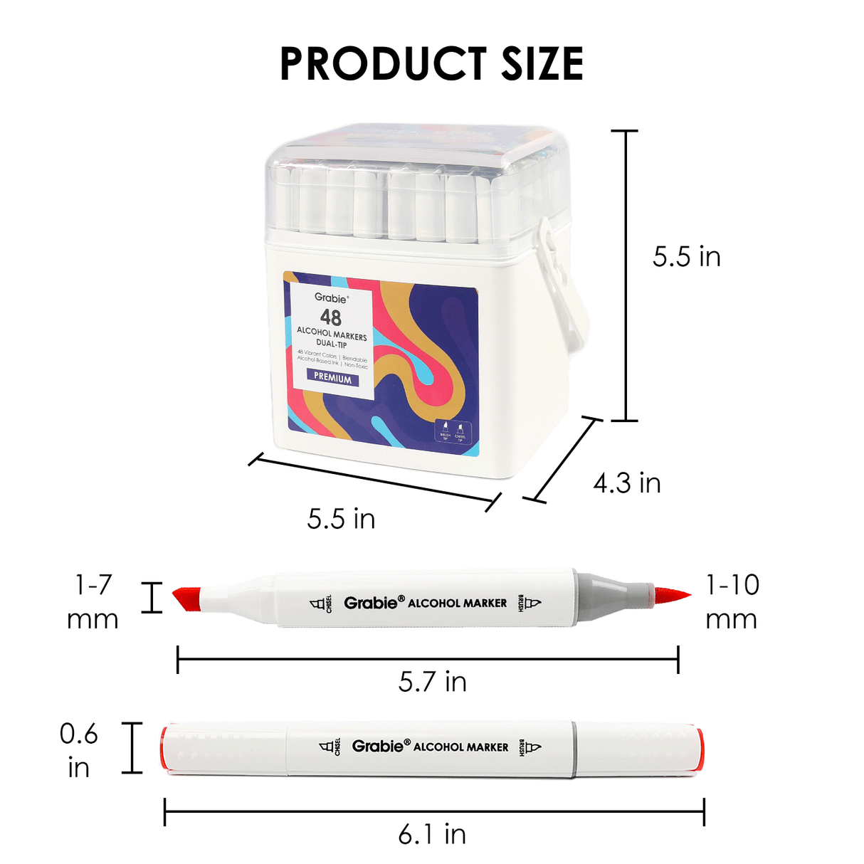 Dual-Tip Alcohol-Based Marker Set Of 48 With Coloring Book