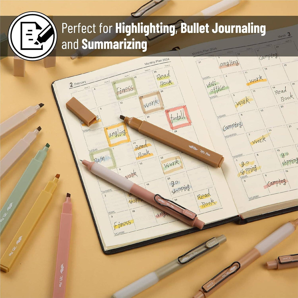 Aesthetic Highlighters and Gel Pens - 12 Pack