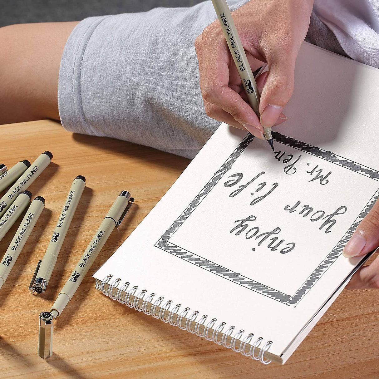Black Multiliner Drawing Pens - 8 Pack