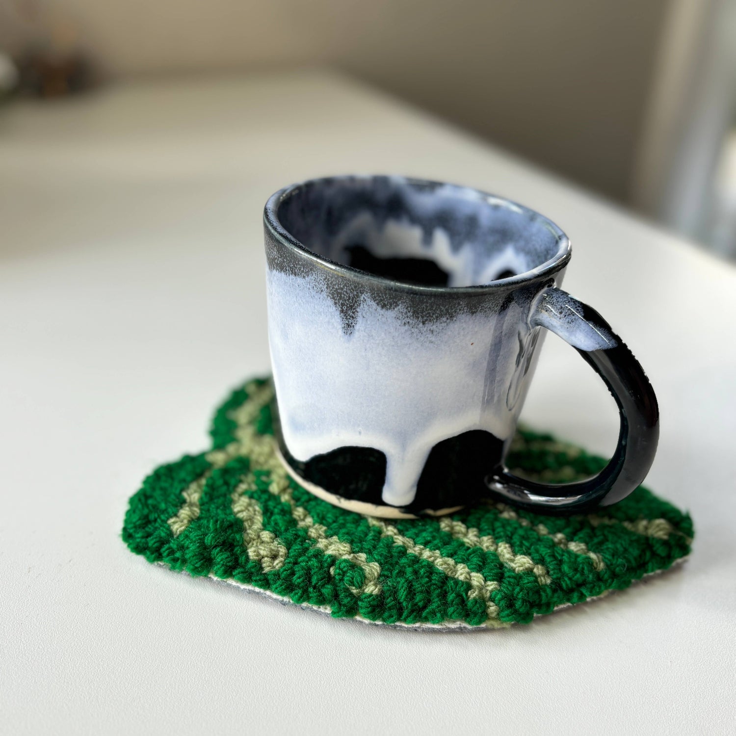 Philodendron Hand Tufted Coaster Mug Rug