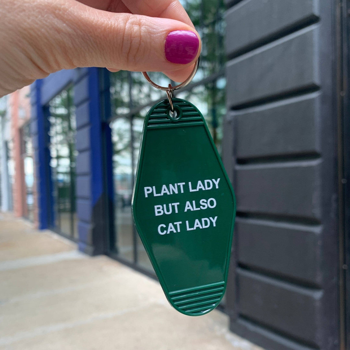 Plant Lady But Also Cat Lady Motel Style Keychain