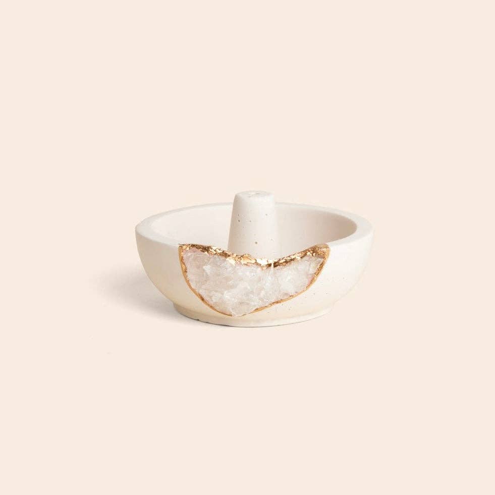 Natural Quartz Geode Incense Holder