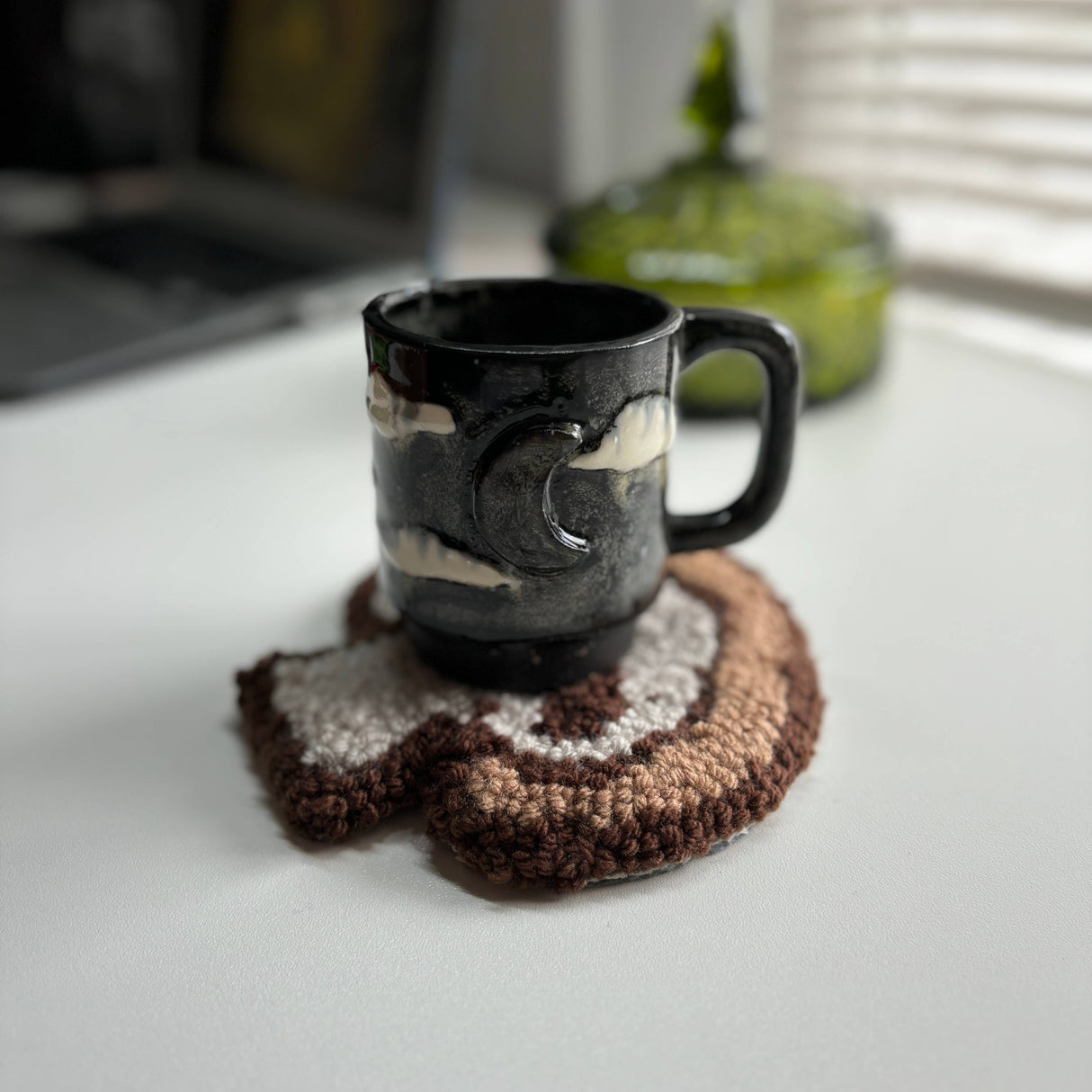 Mushroom Hand-Tufted Punch Needle Mug Rug Coaster