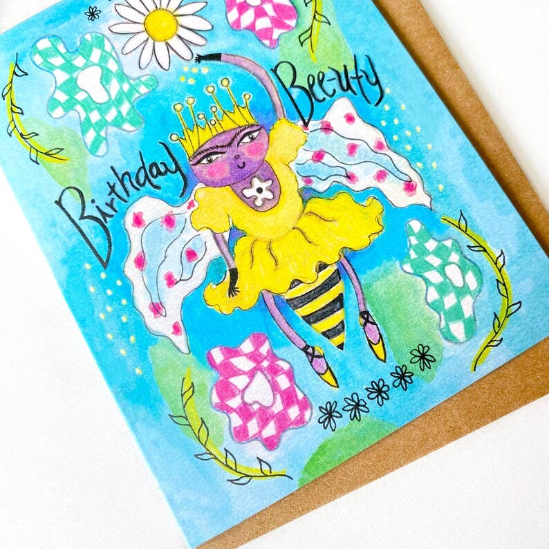 Ballerina Bee Spring Dance Birthday Card