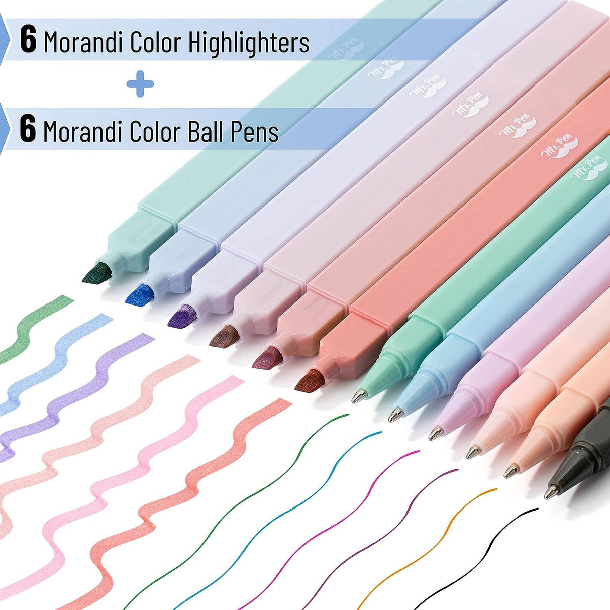 Aesthetic No Bleed Highlighters & Pens - 12 Pack