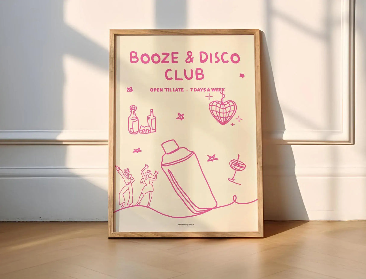 Booze & Disco Club Wall Art Print