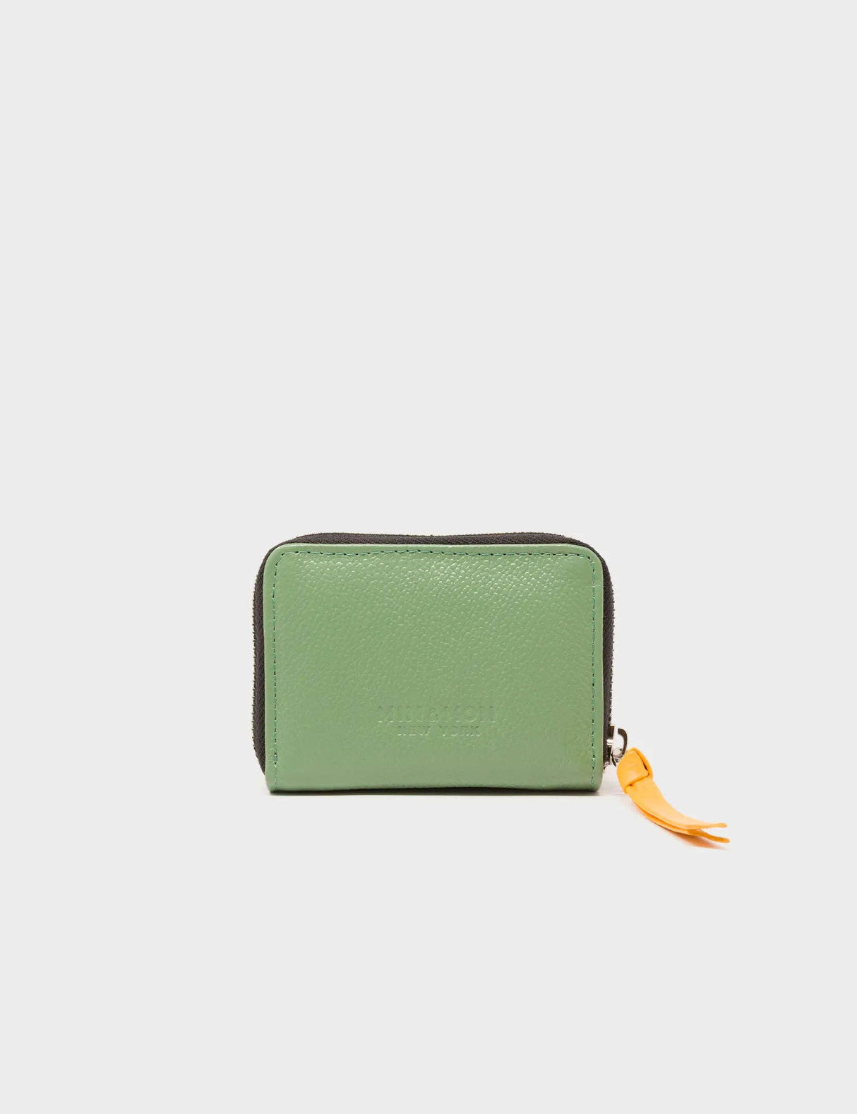 Frodo Basil Green Leather Zip Around Wallet - Happy Tiger Embroidery