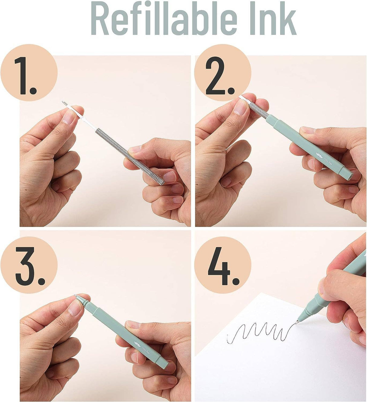 Aesthetic Pens Black Ink Fast Dry - 6 Pack