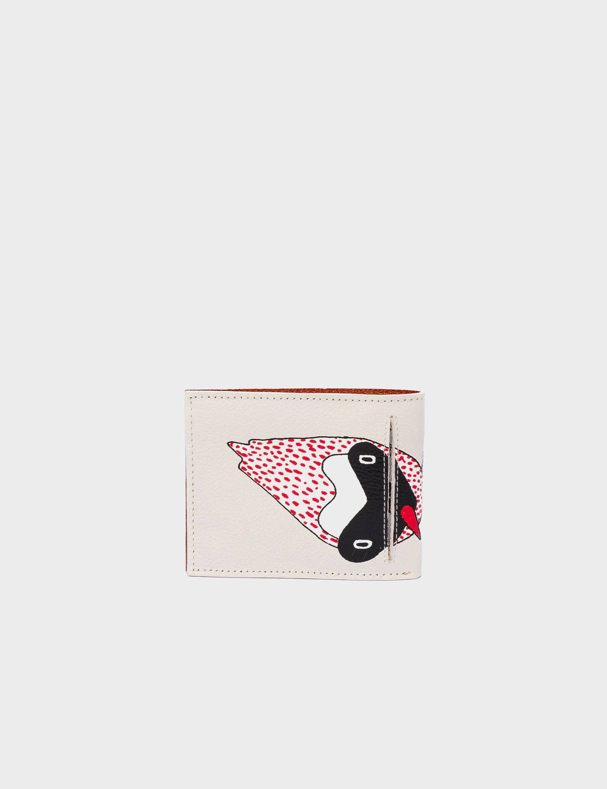 Felicia Cream Leather Bifold Wallet - Preppy Bird Print