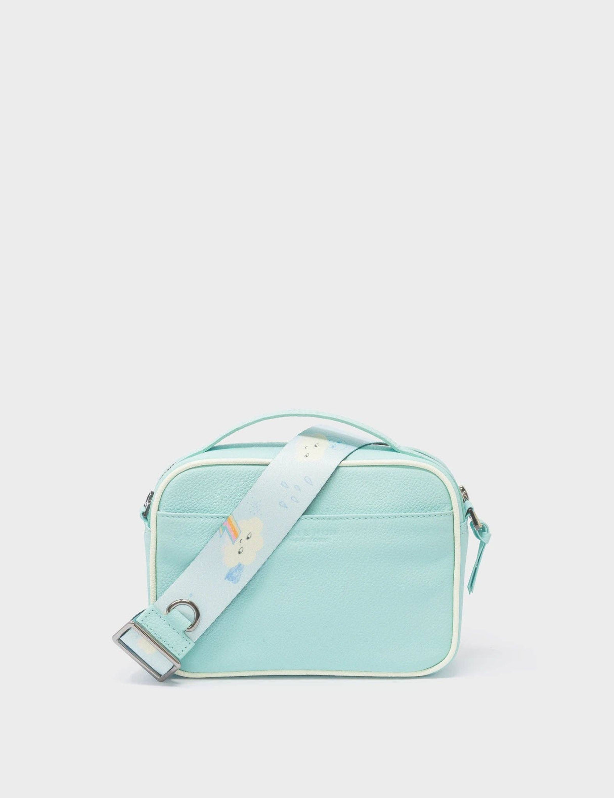Verto Water Ballet Blue Leather Crossbody Bag - Happy Clouds Design