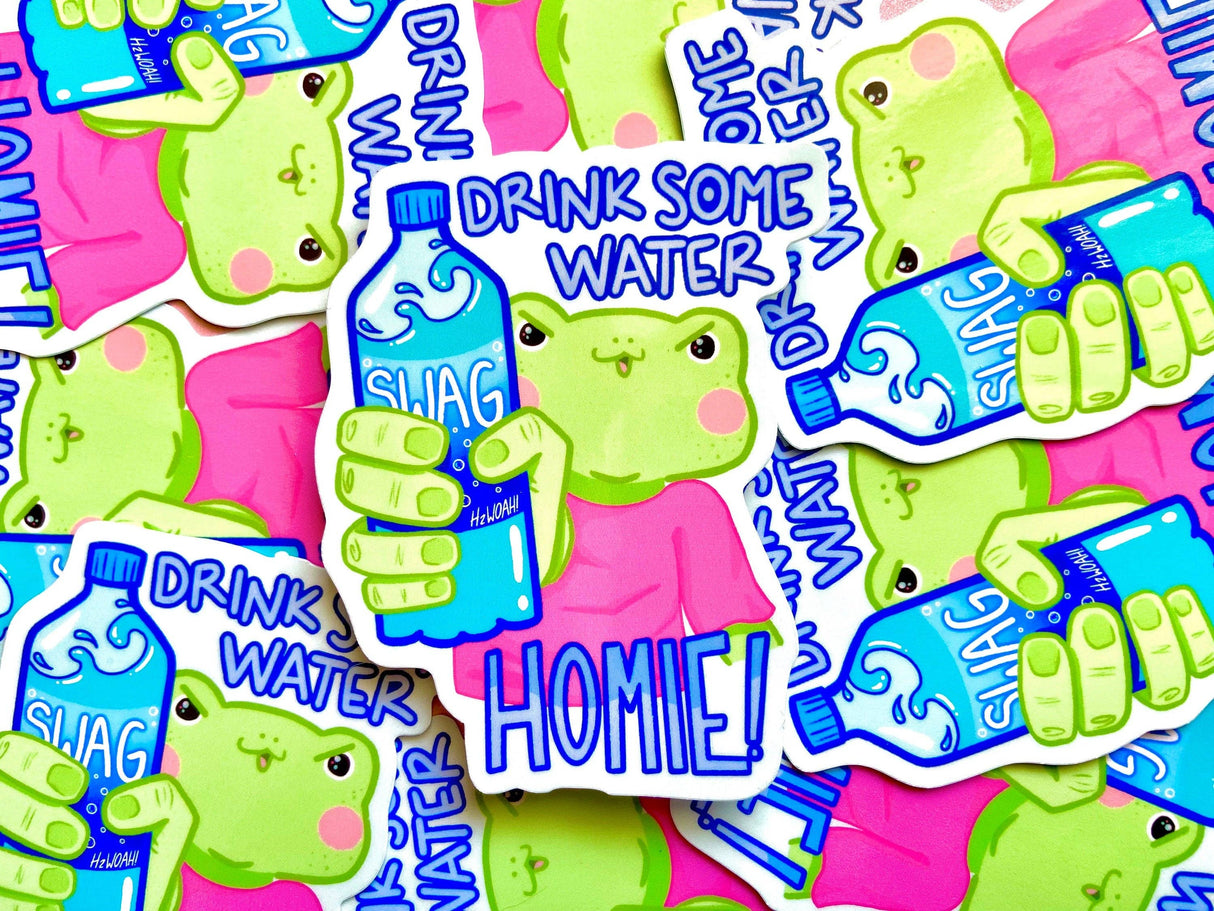 Drink Some Water Homie Frog Sticker