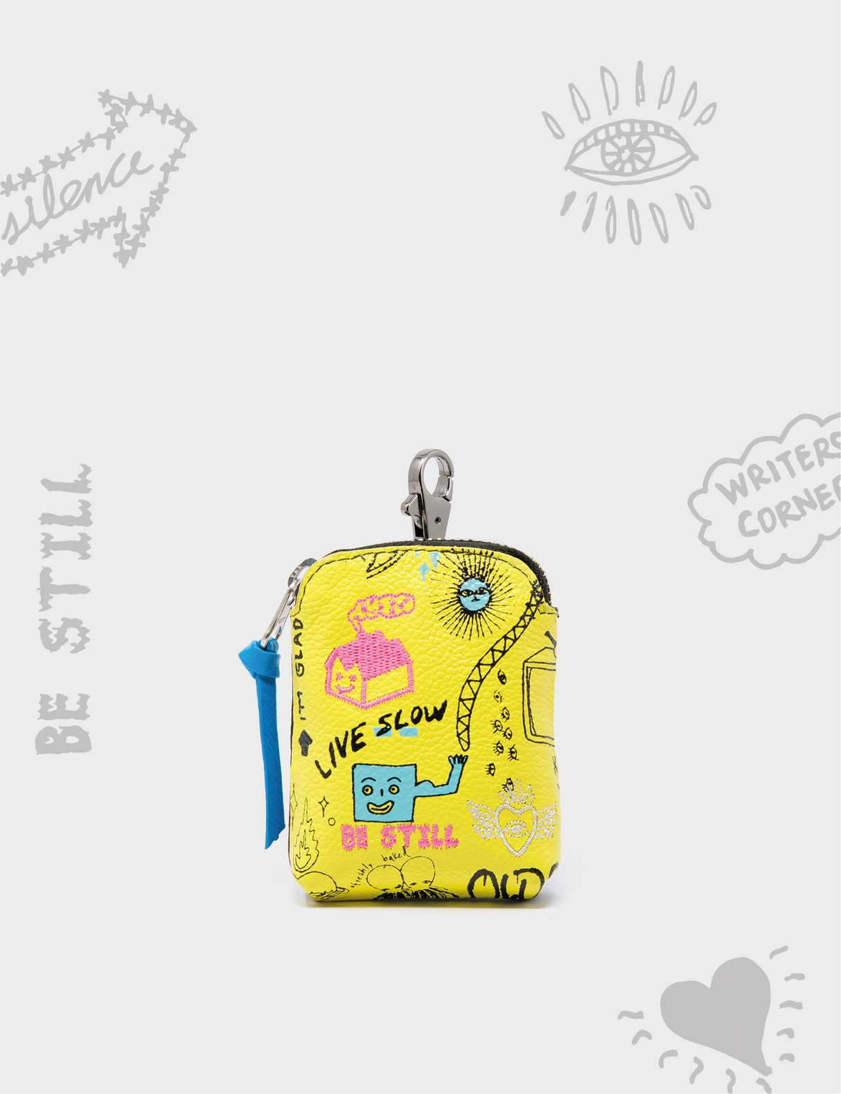 Florence Pouch Charm - Light Yellow Leather Keychain Urban Doodles Design