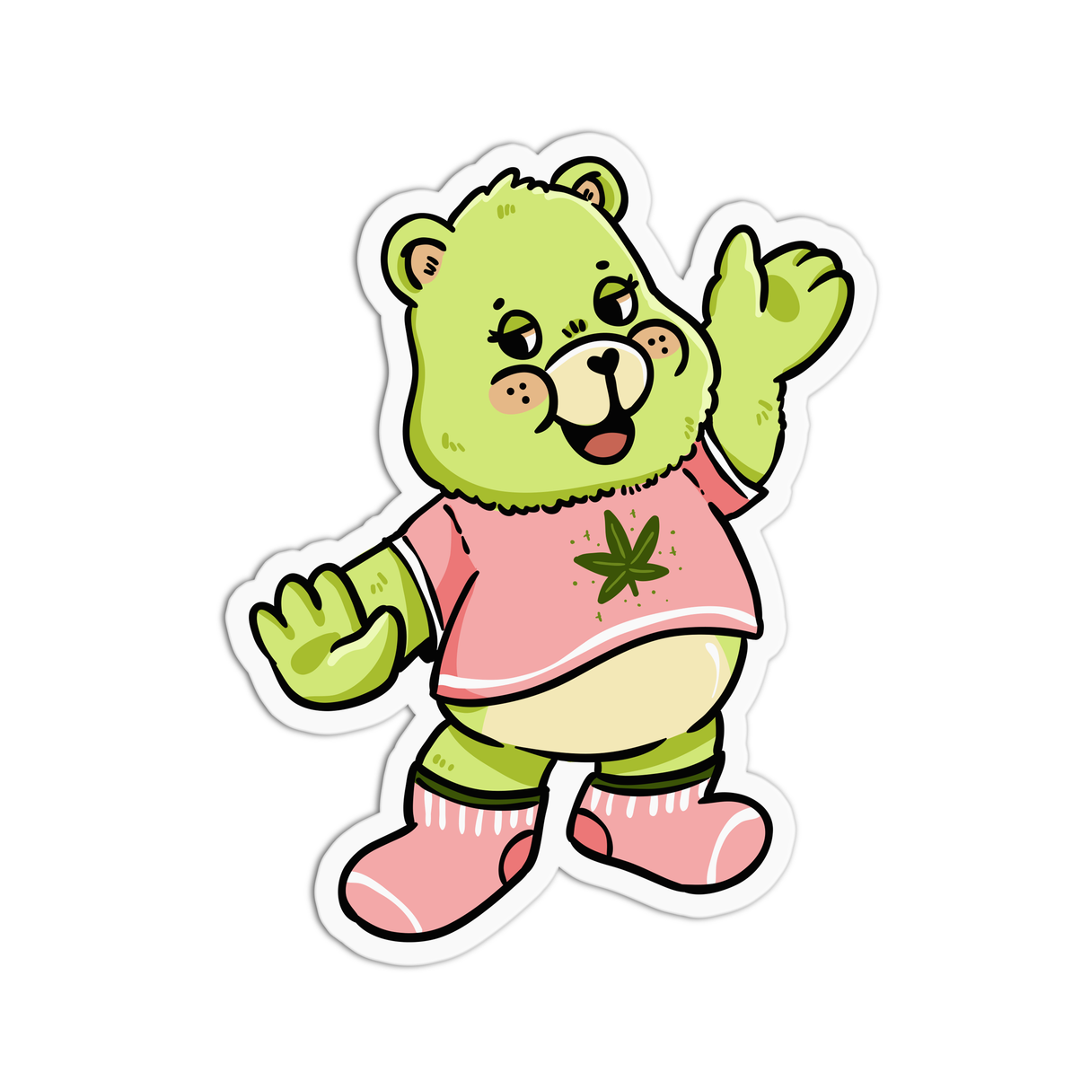 Canna Bear Textured Sticker