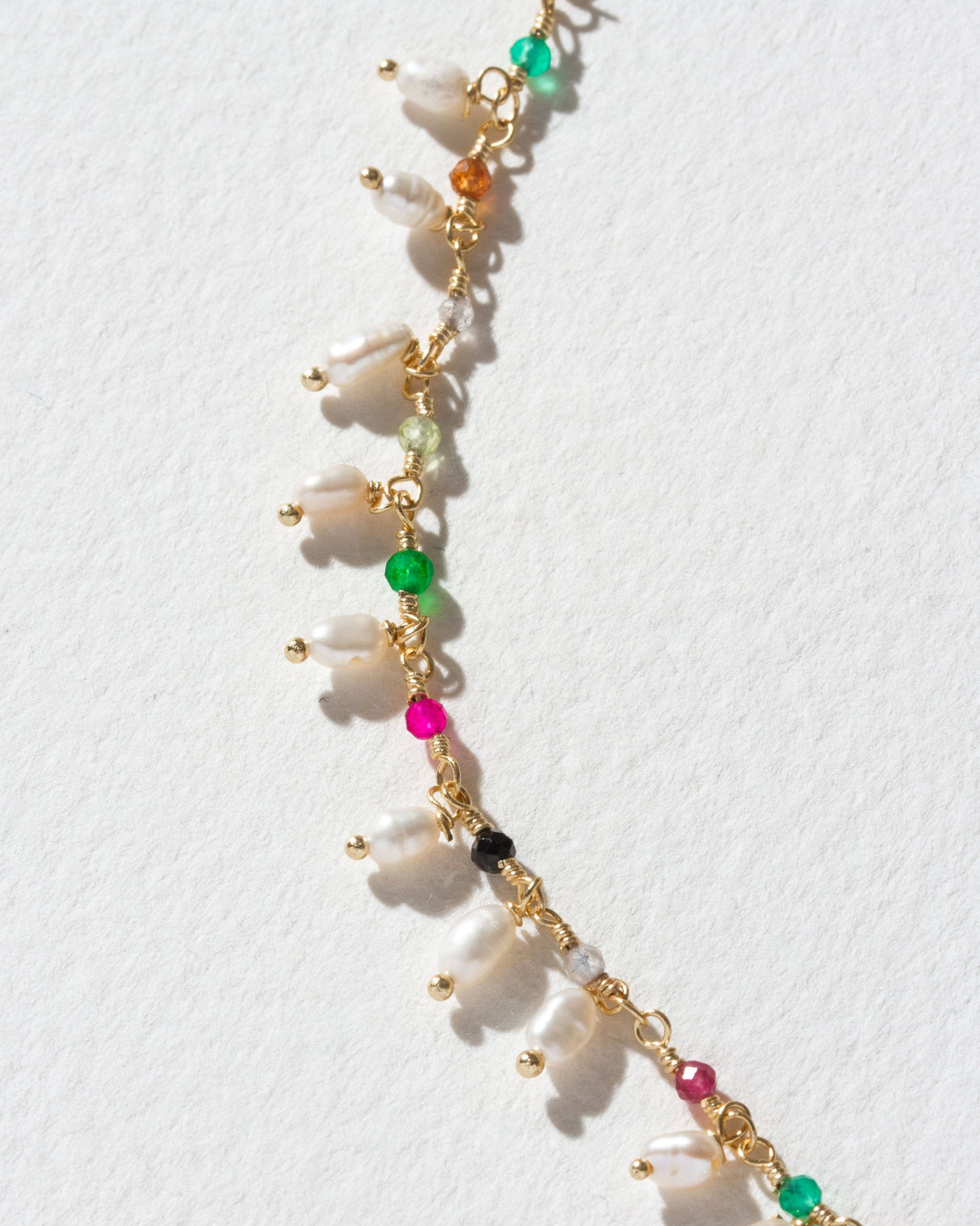 Lily of the Valley Collar Necklace - Genuine Multistone & Pe