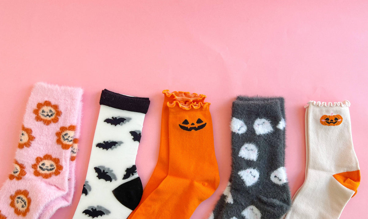 Floral Jackolantern Fuzzy Socks