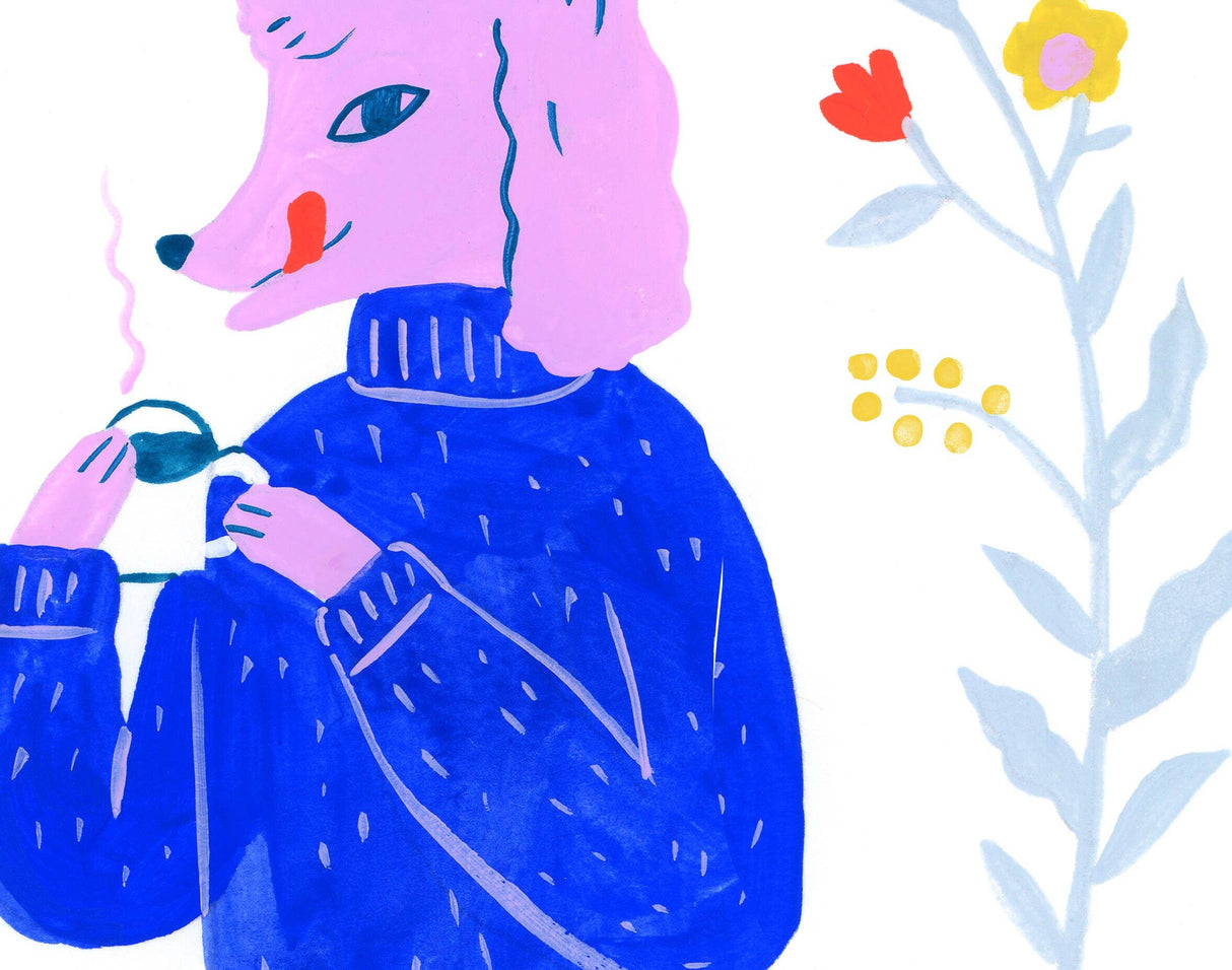 Art Print: Poodle Drinking Tea By Sarah Walsh