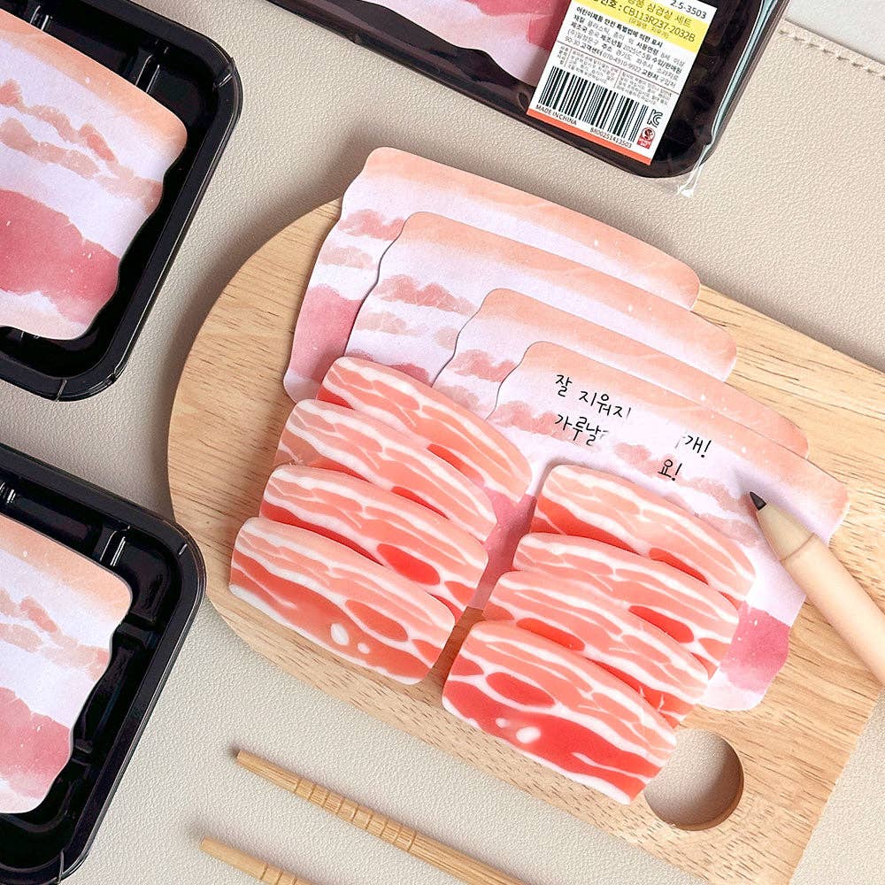 K-BBQ Pork Belly Memo Pad + Eraser Set