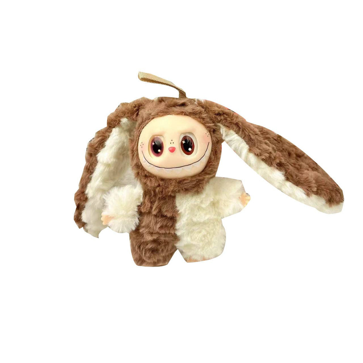 Lalabu Big Eared Vinyl Doll Keychain Sitting Plush Toy Soft Figure Charm for Bags and Keys