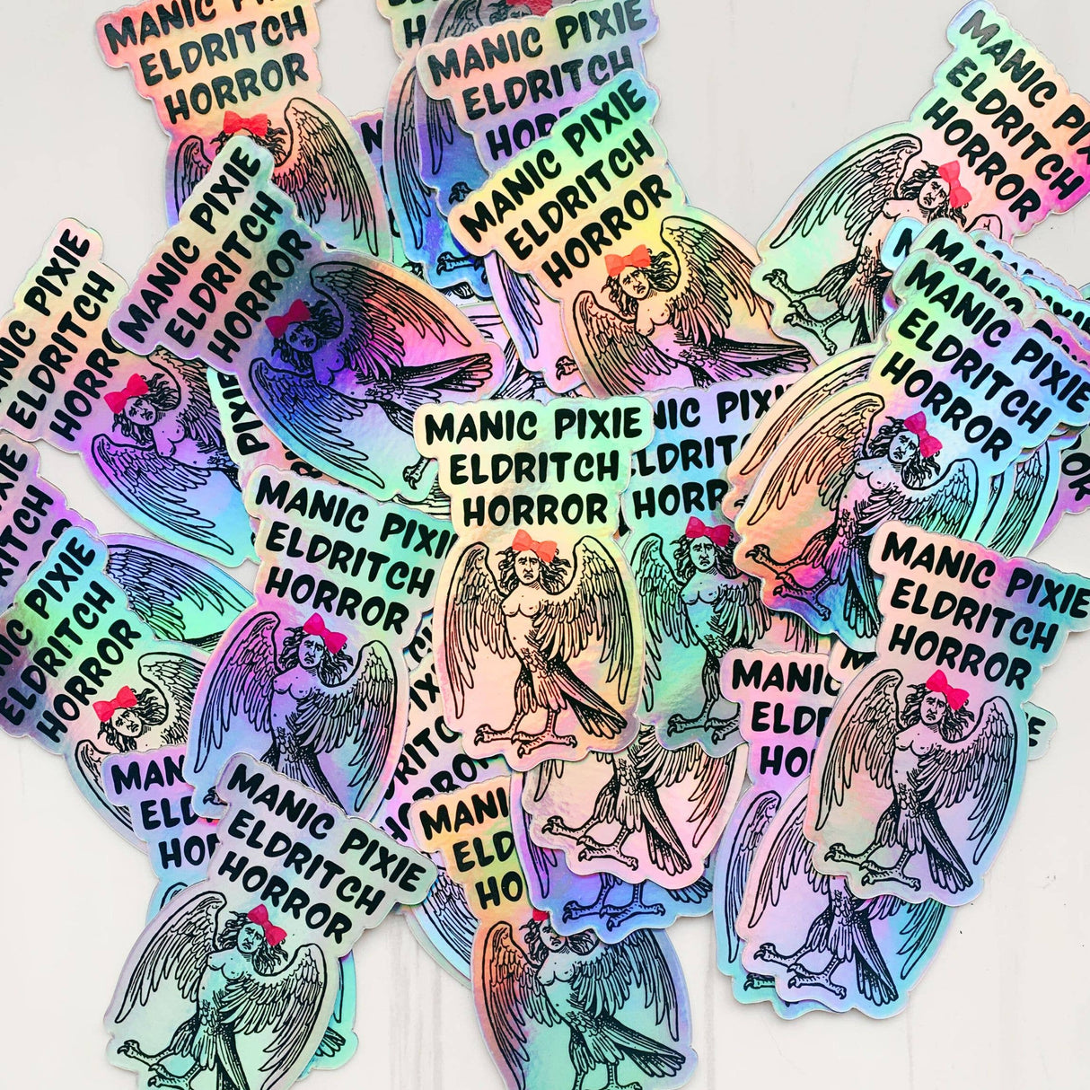 Manic Pixie Eldritch Horror Holographic Sticker