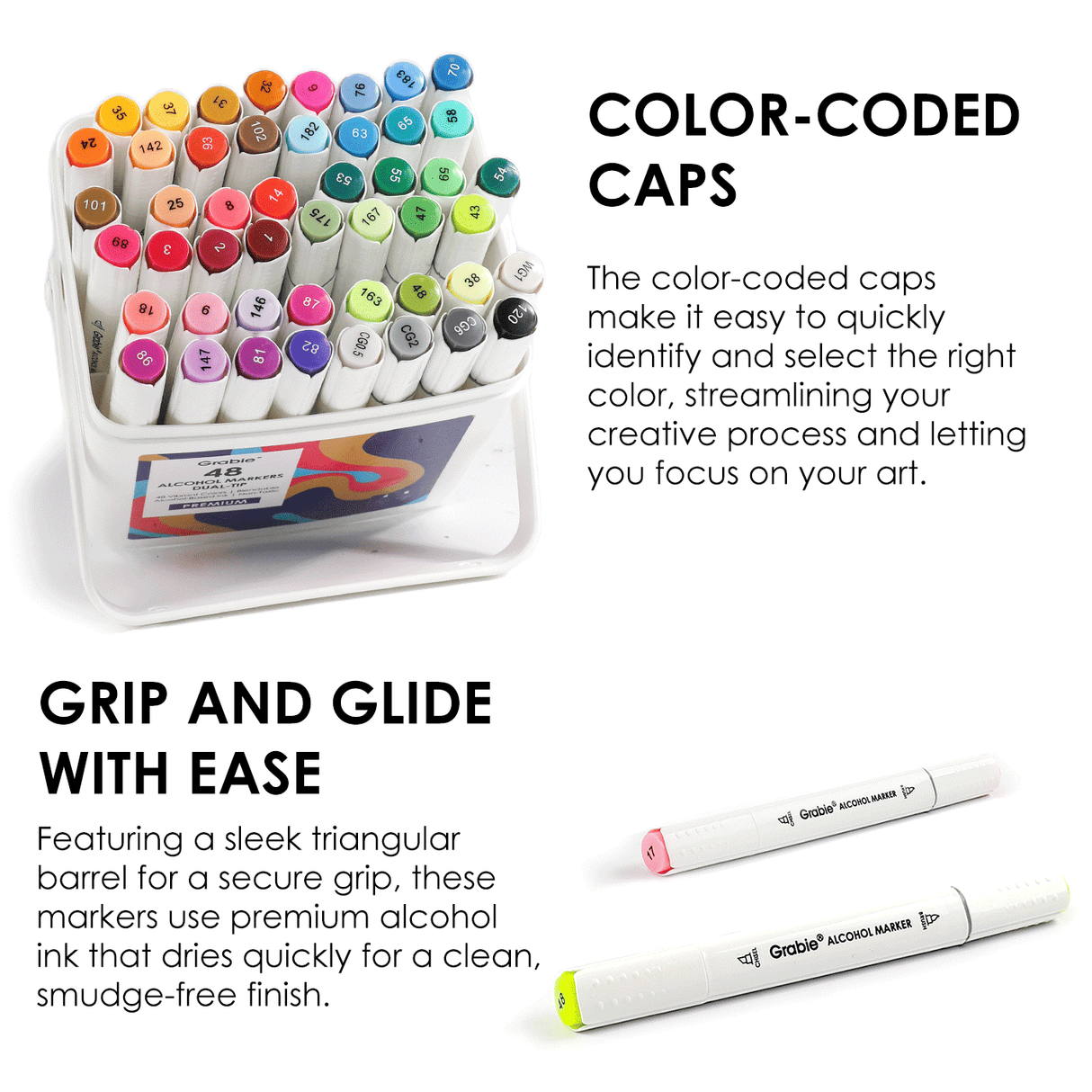 Dual-Tip Alcohol-Based Marker Set Of 48 With Coloring Book