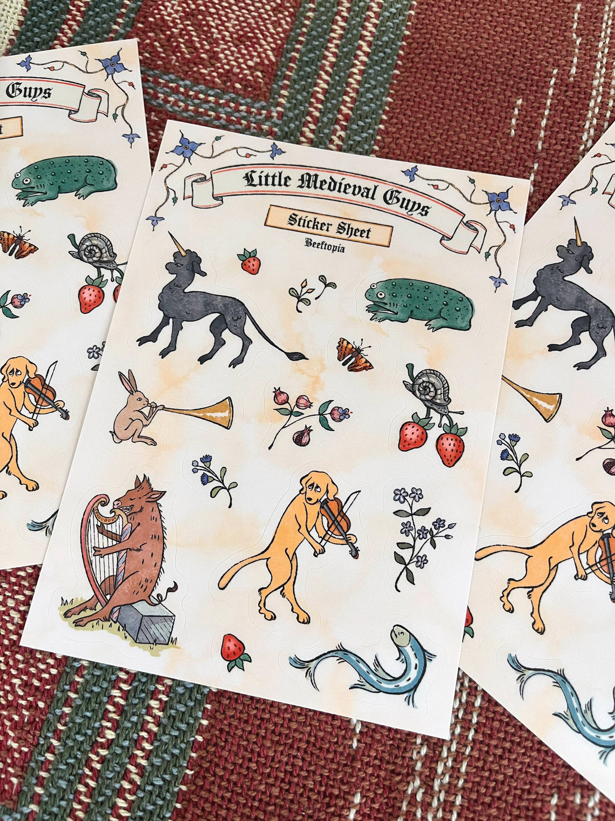 Medieval Manuscript Creatures Sticker Sheet
