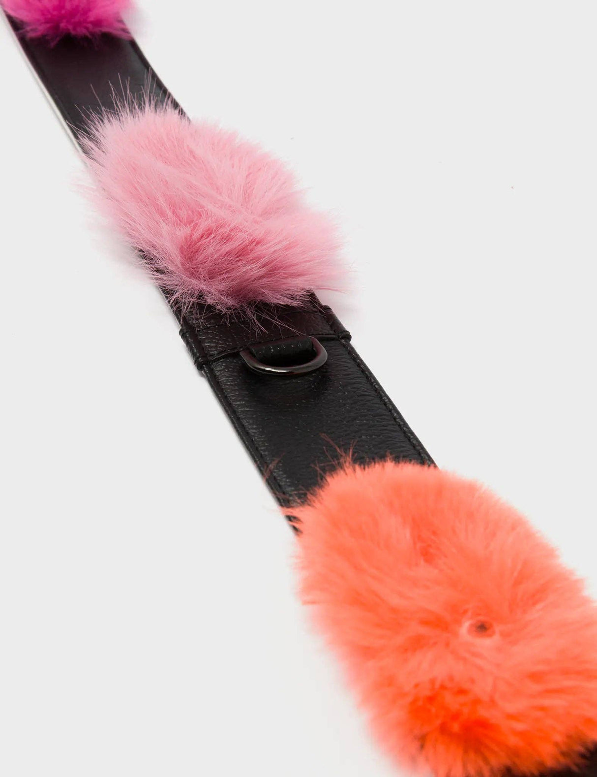 Detachable Black Leather Shoulder Strap - Fuzzy Monsters Appliques