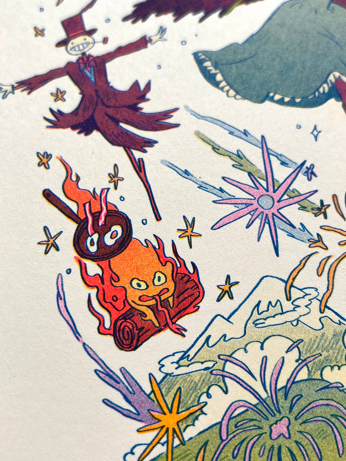 Howl's Moving Castle Small Riso Print