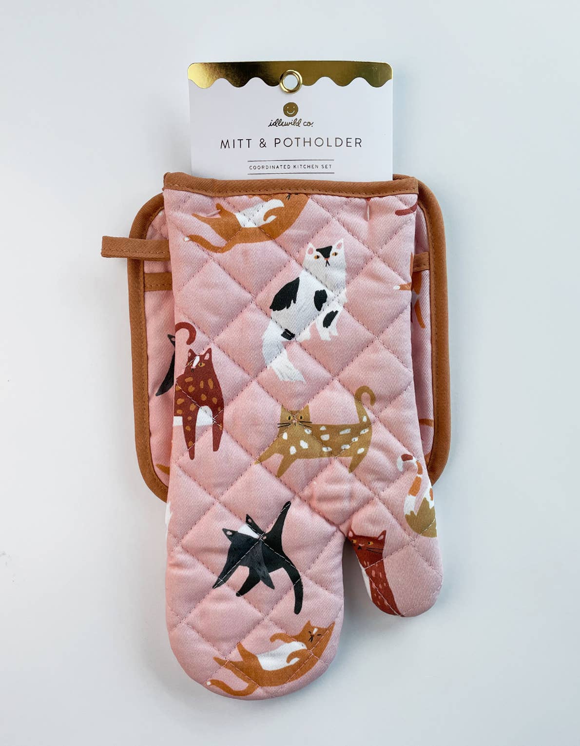 Cats Cotton Oven Mitt + Pot Holder Set
