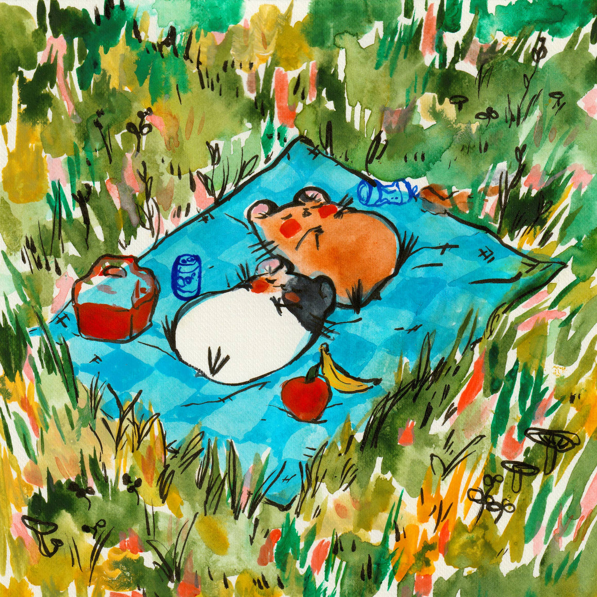 Print - "Picnic Hams": 5x5 Inches