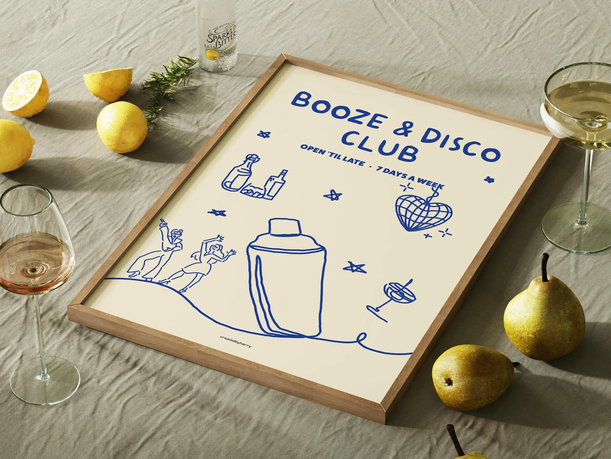 Booze & Disco Club Wall Art Print