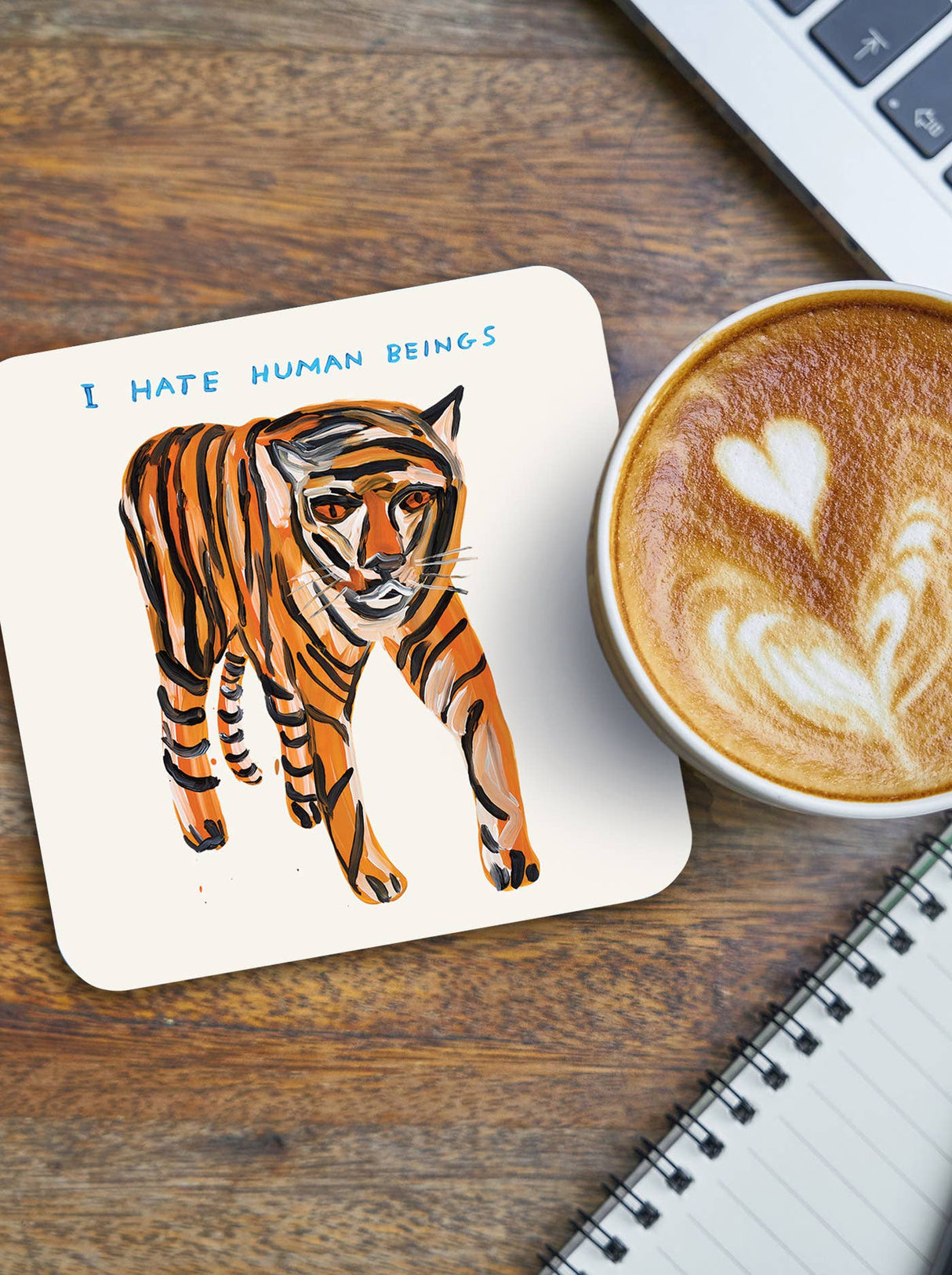Tiger Hates Humans Art Coaster
