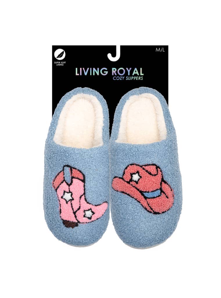Blue & White Star Checked Indoor / Outdoor Slippers