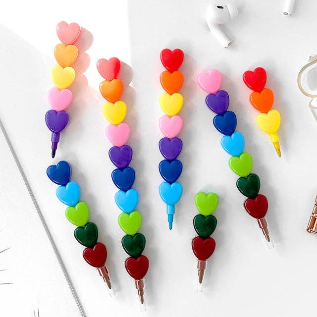 Rainbow Heart Stackable Crayon Pen