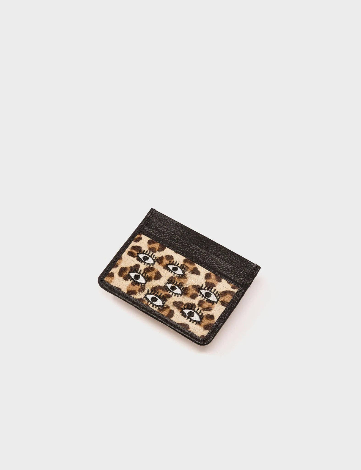 Filium Animal Print Leather Cardholder - All Over Eyes Embroidery