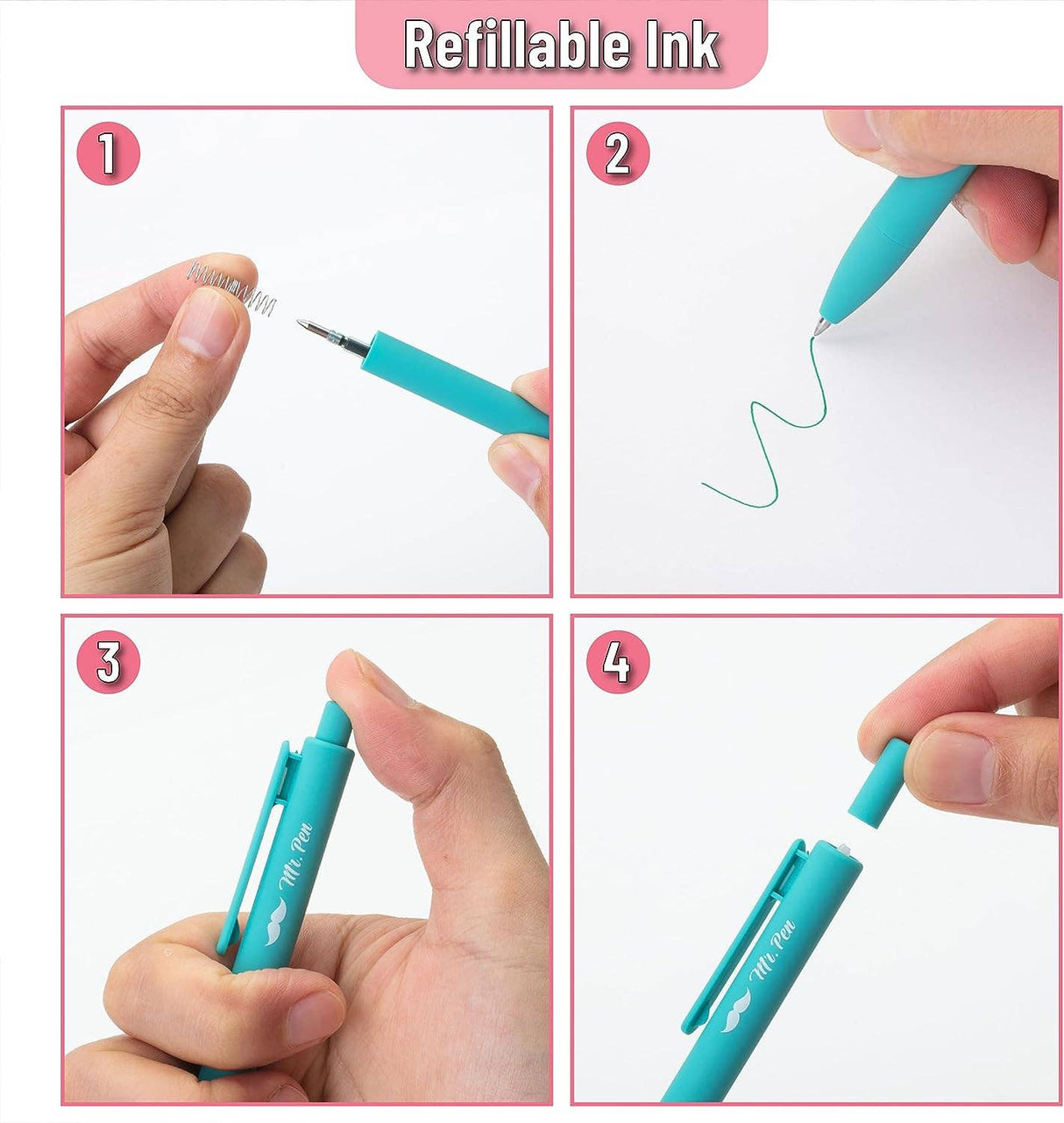 Fast Dry Retractable Gel Pens - 12 Pack