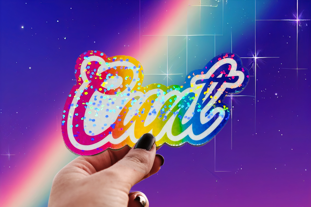 Cunt Sticker - 90s Rainbow Nostalgia, Vulgar y2k Stickers
