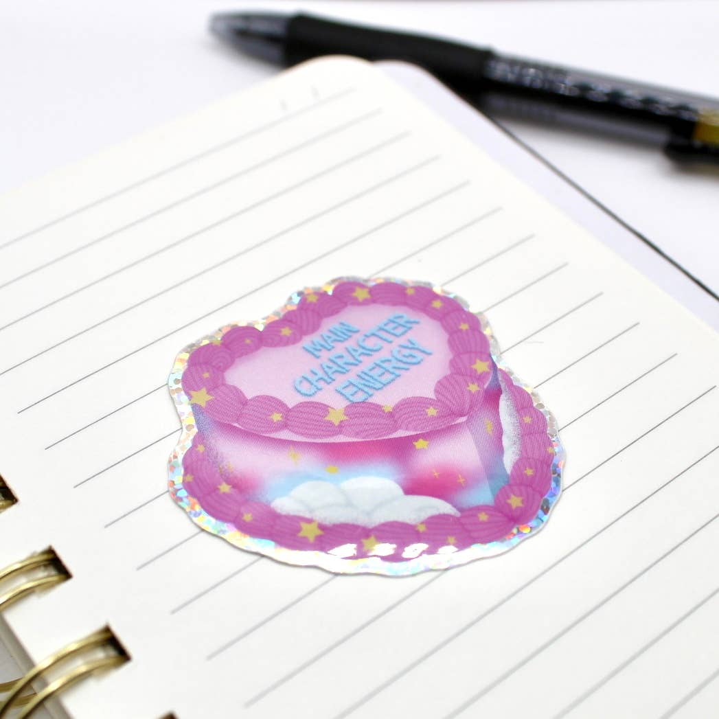 Main Character Energy Cake Glitter Sticker