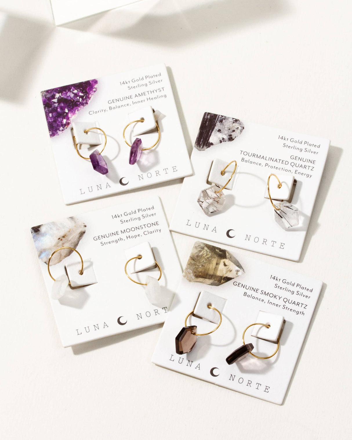 14Kt Sterling Silver Geometry Mini Hoop Earrings- Amethyst