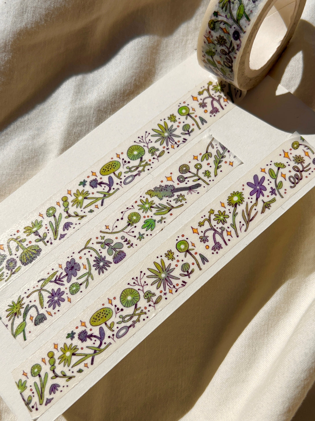 Green and Purple Sleepy Flowers Washi Tape