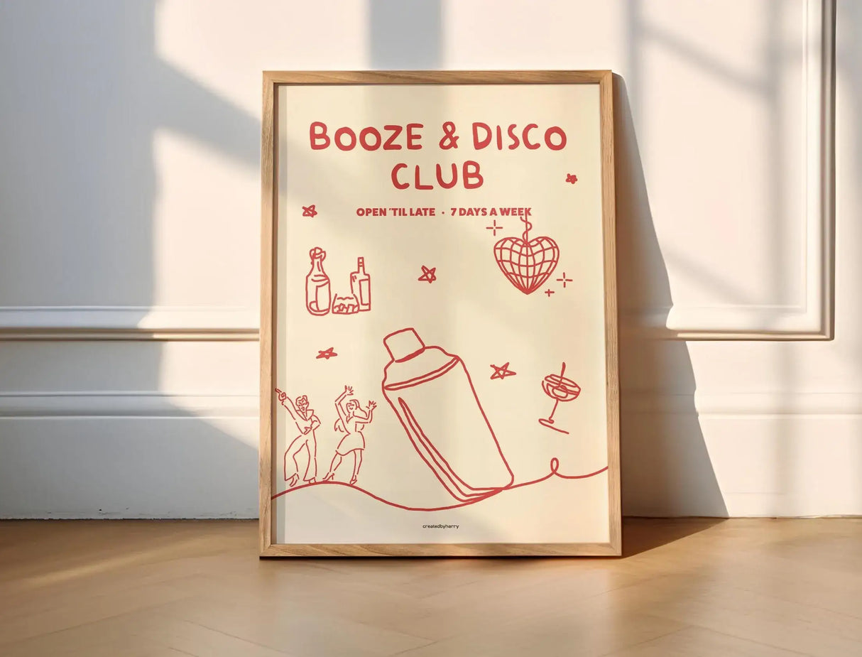 Booze & Disco Club Wall Art Print