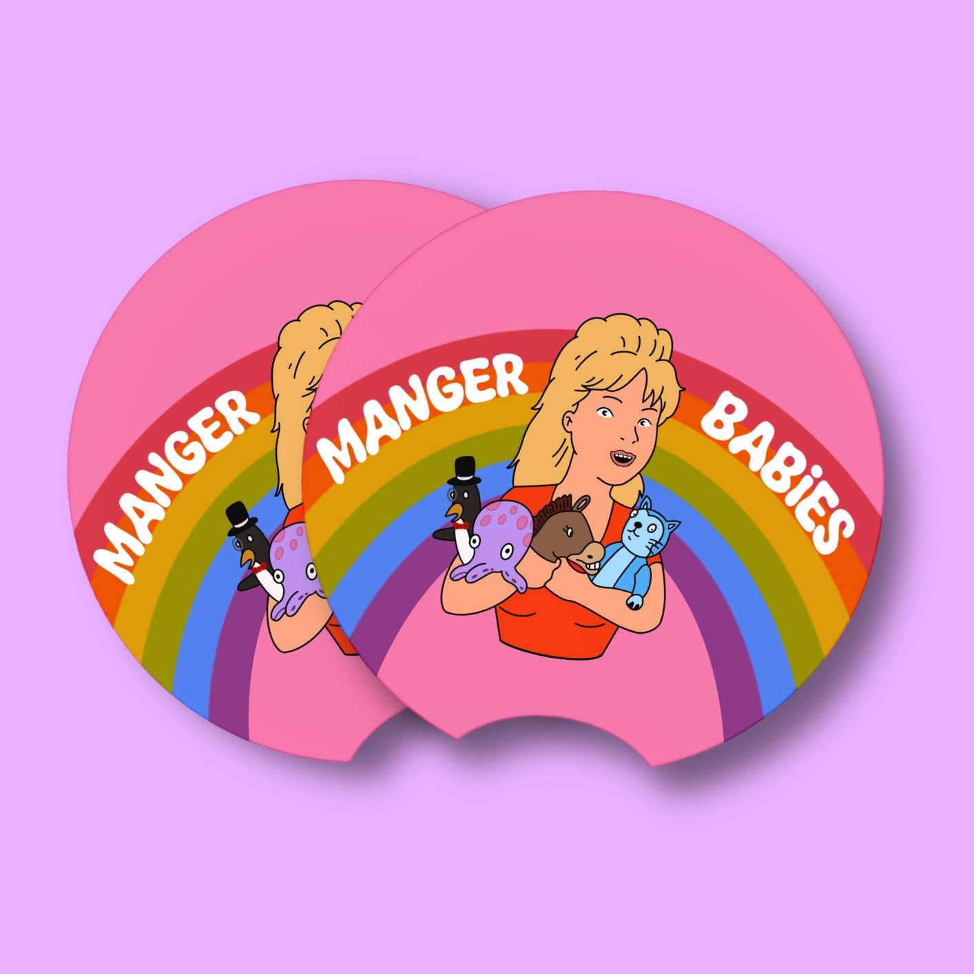 Manger Babies King of the Hill Car Coasters